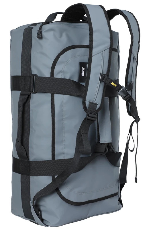 Mier 60L Water Resistant Back Duffle Bag, Heavy Duty Convertible Duffle Bag with Backpack Straps for Gym Sport Travel Grey