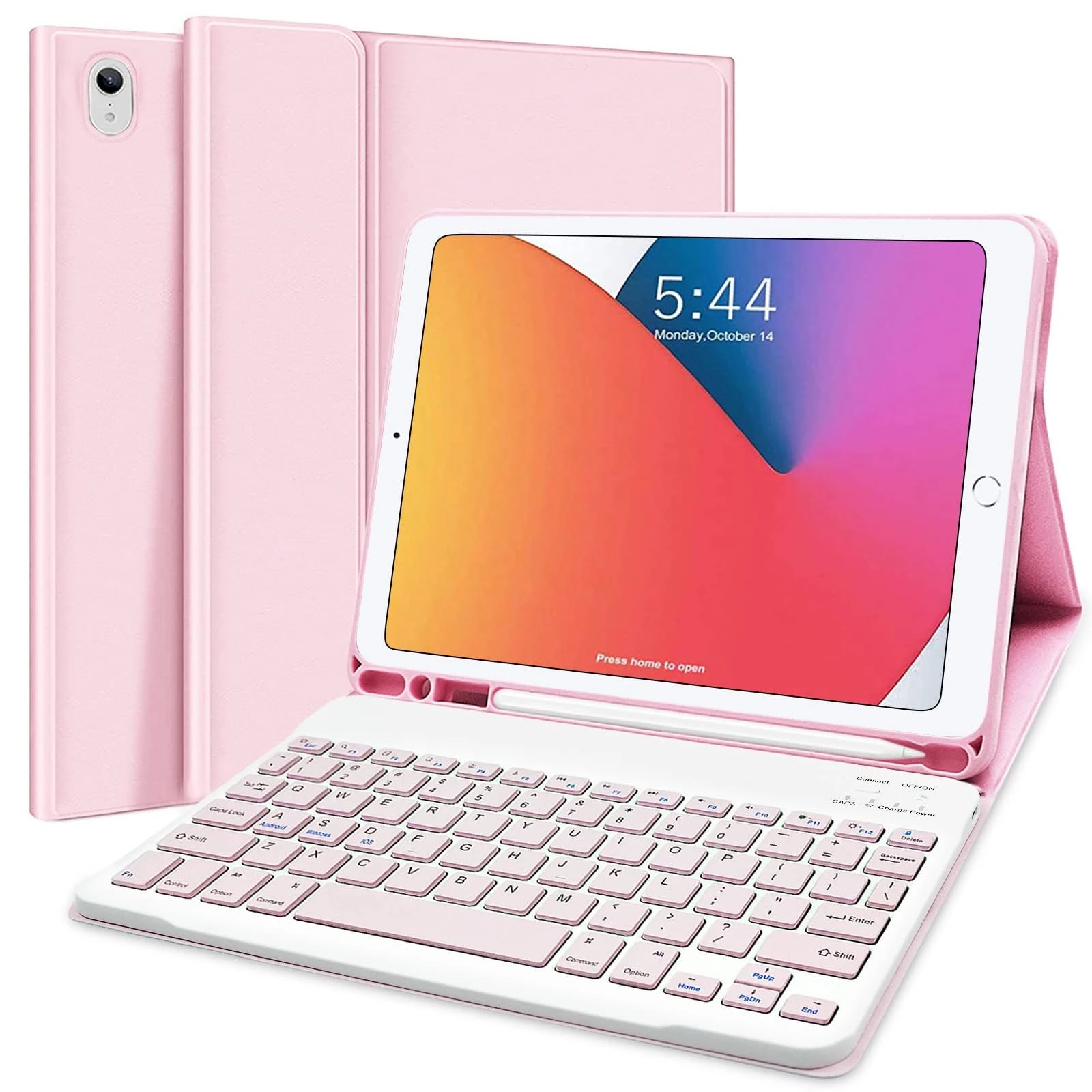 Lachesis New Keyboard Case for iPad 10.2 9th/8th/7th Gen, Air 3, Pro 10.5 2017, USB Wireless Magnetic Detachable Keyboard, Slim Pink Plastic Case