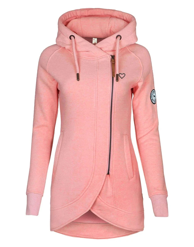 ELFIN Women's Long Sleeve Zipper Hoodies Sweatshirt Jumper Jacket Coat Outwear Pullover Hoody Pink