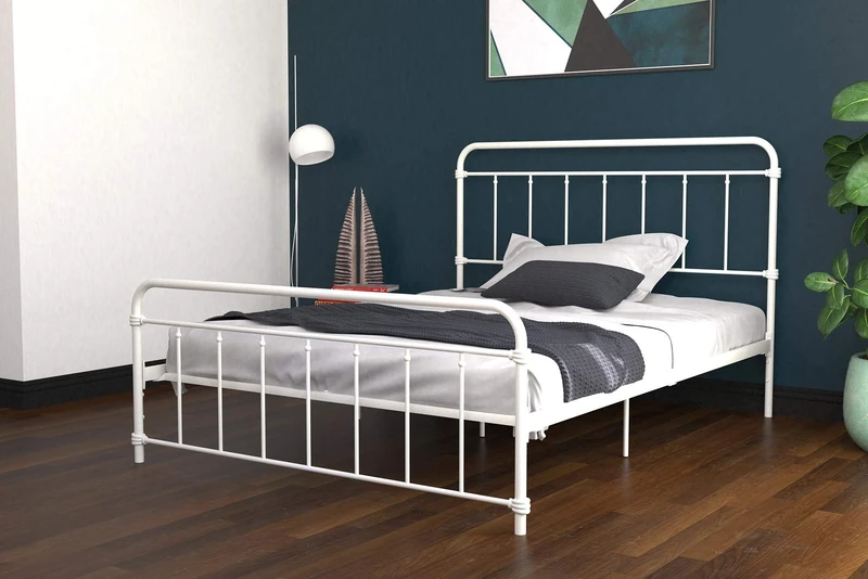 DHP Wallace Metal Bed, White King
