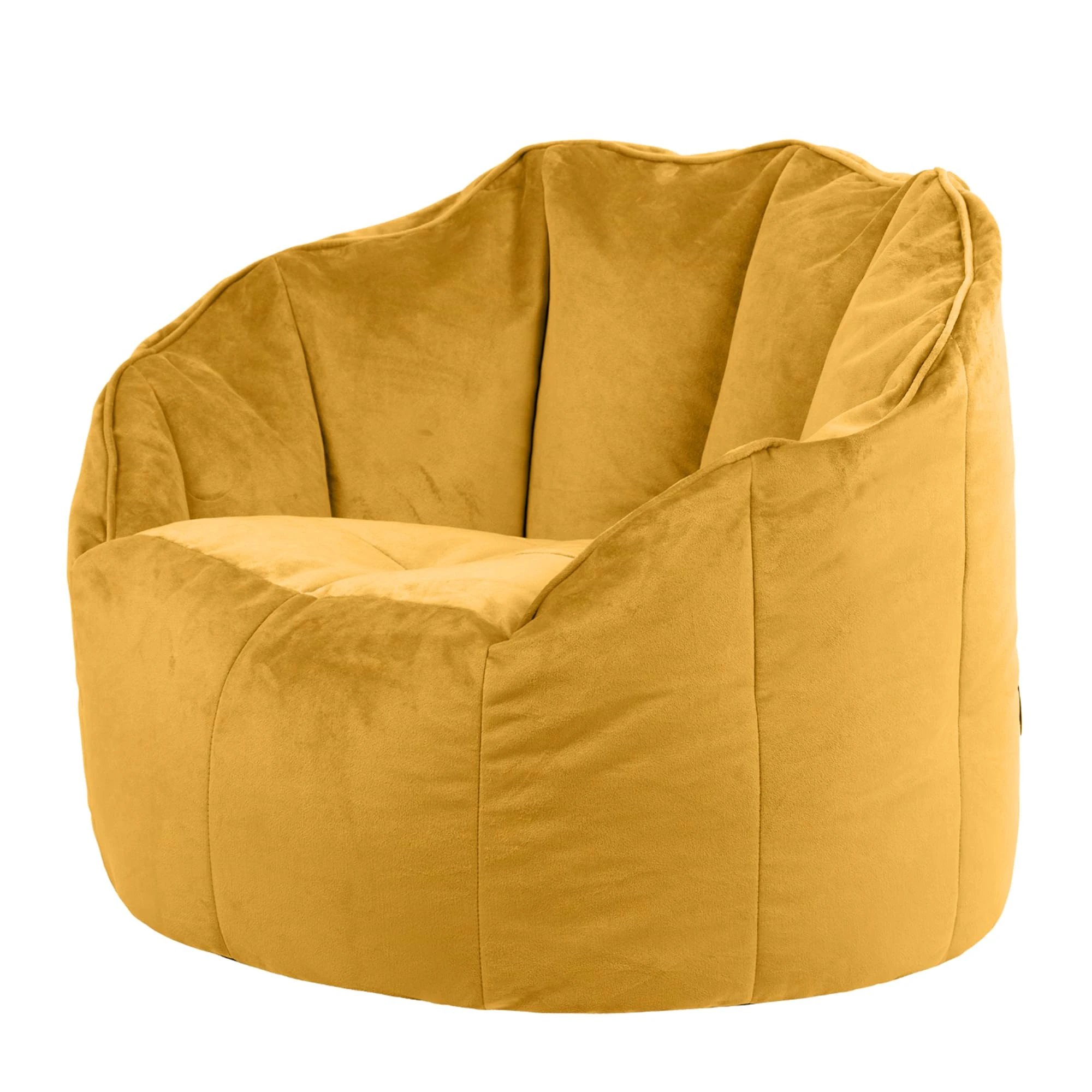 icon Sirena Velvet Bean Bag Chair, Ochre Yellow, Large Adult Bean Bag with Filling Included, Accent Chair, Living Room Furniture, Bedroom Furniture