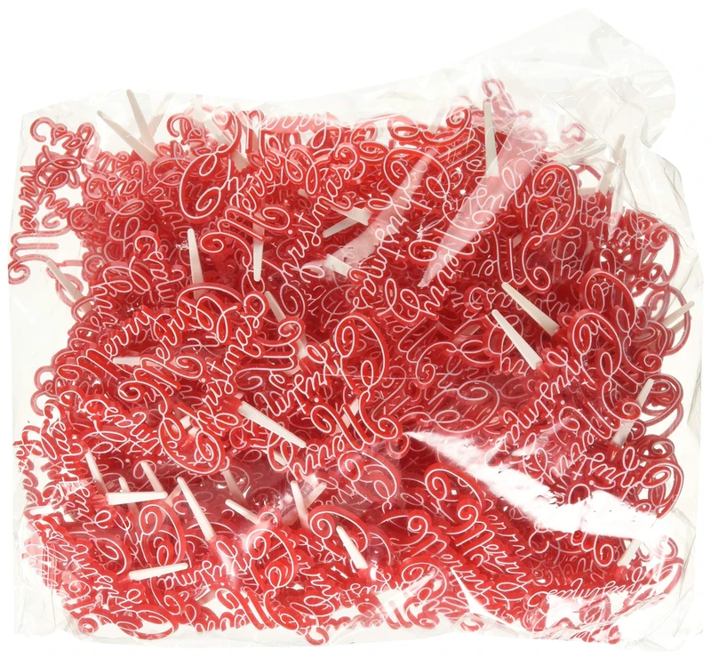 Creative Party M59 Red and White Merry Christmas Script Cake Toppers-144 Pcs