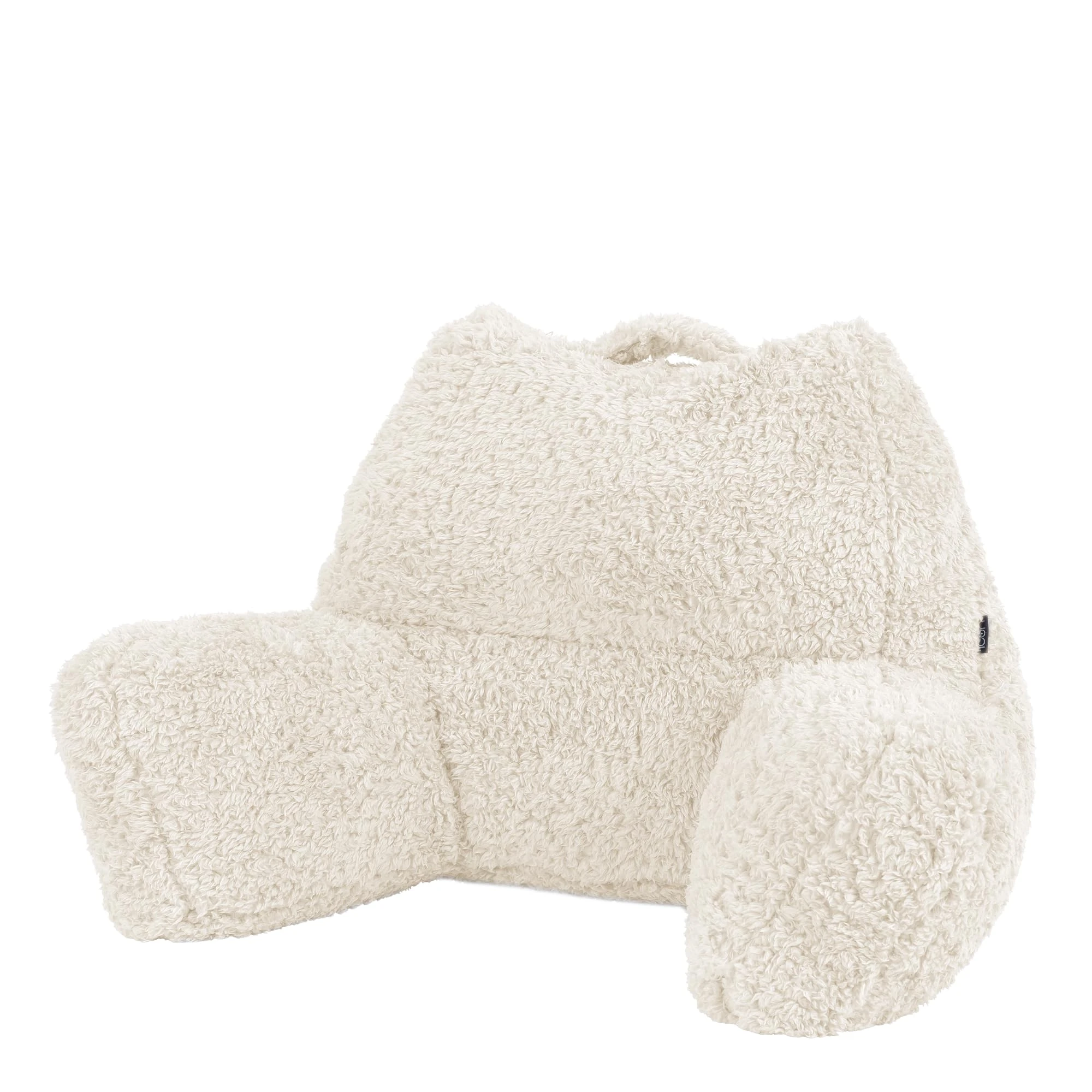 icon Teddy Bear Fluffy Fleece Cuddle Cushion, Natural, Reading Pillow, Back Support Cushion, Back Support Pillow for Bed with Bead filling included, Ideal as a backrest for sitting up in bed