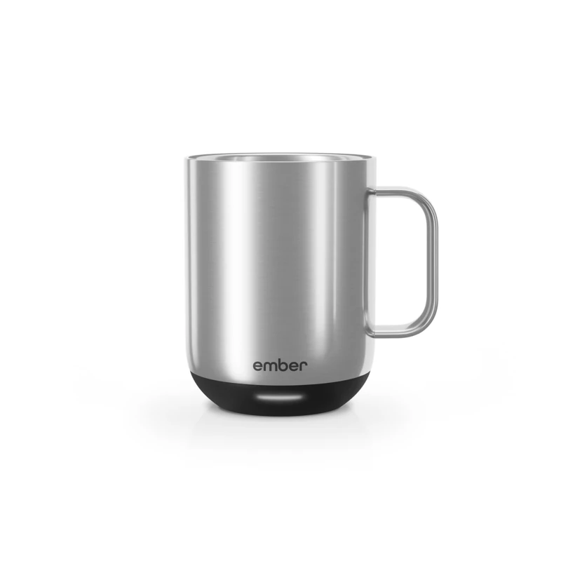 Ember Temperature Control Smart Mug 2 - 295 millilitre App-Controlled and Rechargeable Heated Coffee Mug with Intelligent LED Display, 1.5-hr Battery Life and Improved Design, Stainless Steel