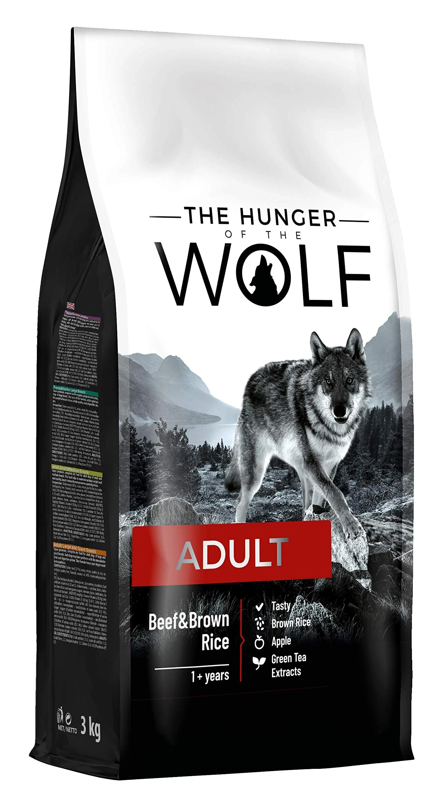 The Hunger of the Wolf Dry Dog Food - For All Breeds, Delicate Formula with Beef and Brown Rice, Adult - 3 kg
