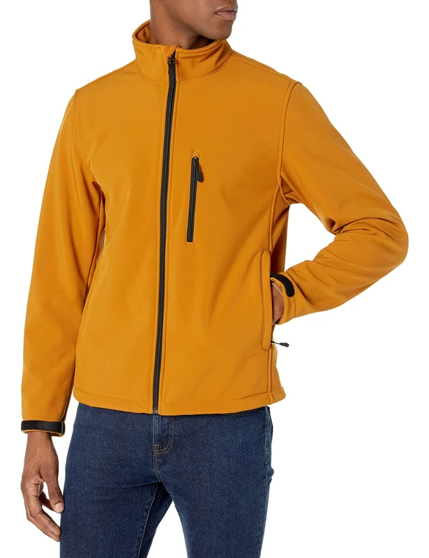 Amazon Essentials Men's Water-Resistant Softshell Jacket, Terracotta, S