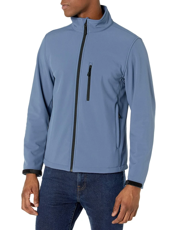 Amazon Essentials Men's Water-Resistant Softshell Jacket, Indigo, M