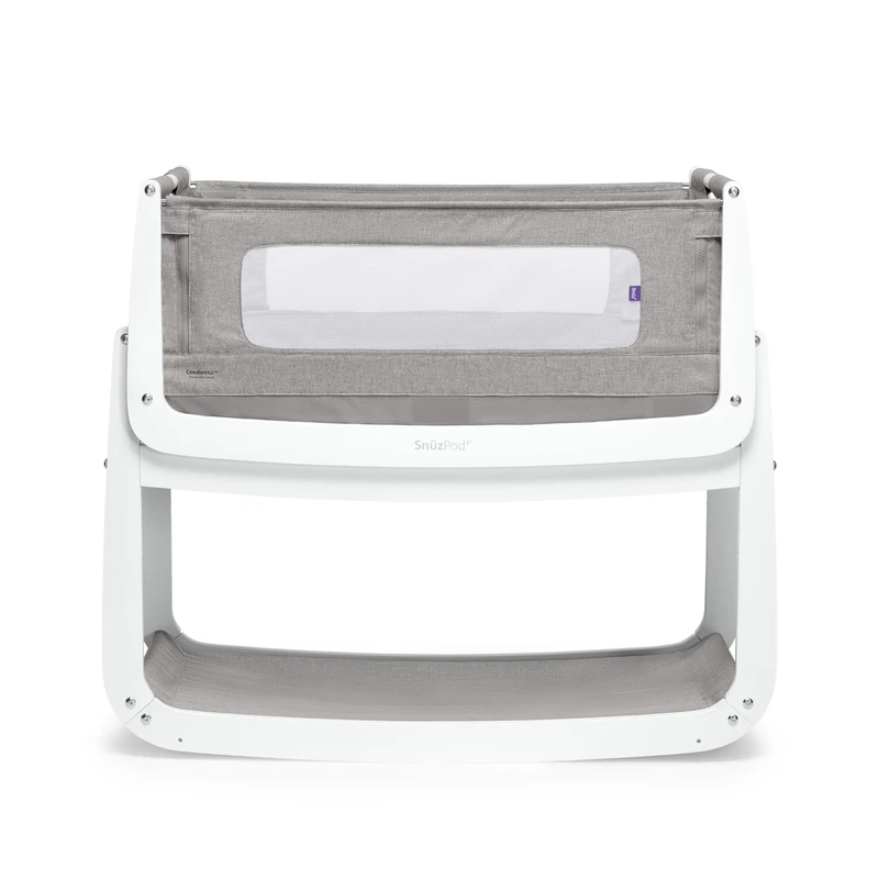 SnuzPod 4 Bedside Crib - Rocking Next to Me Crib with Lift off Bassinet, Lightweight Portable Baby Bed, Cot with Zip-Down Wall, 3D Breathable Mattress, 6 Height Settings and Comfort Incline Mode, Dusk