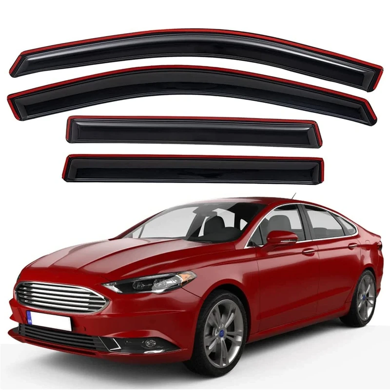 Lightronic WV194714 in-Channel Side Window Visor Deflector Rain Guard, Dark Smoke Shatterproof, 4 PCS Set for 2013-2020 Ford Fusion