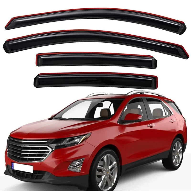 Lightronic WV194634 in-Channel Side Window Visor Deflector Rain Guard, Dark Smoke Shatterproof, 4 PCS Set for 2018-2020 Chevy Equinox