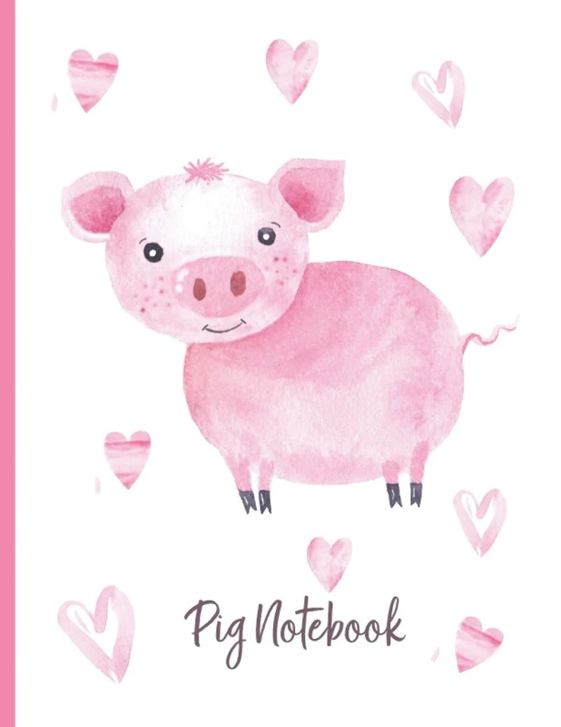 Pig Notebook: With Hearts And Wide Ruled Paper for Kids - Cute Pig Gifts For Pig Lovers
