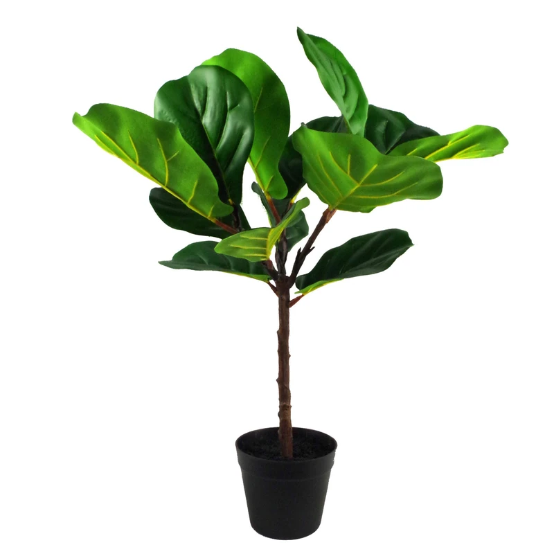 Leaf Design UK Artificial Plant Fiddle Fig Tree Plant Black Plastic Pot - Image 1