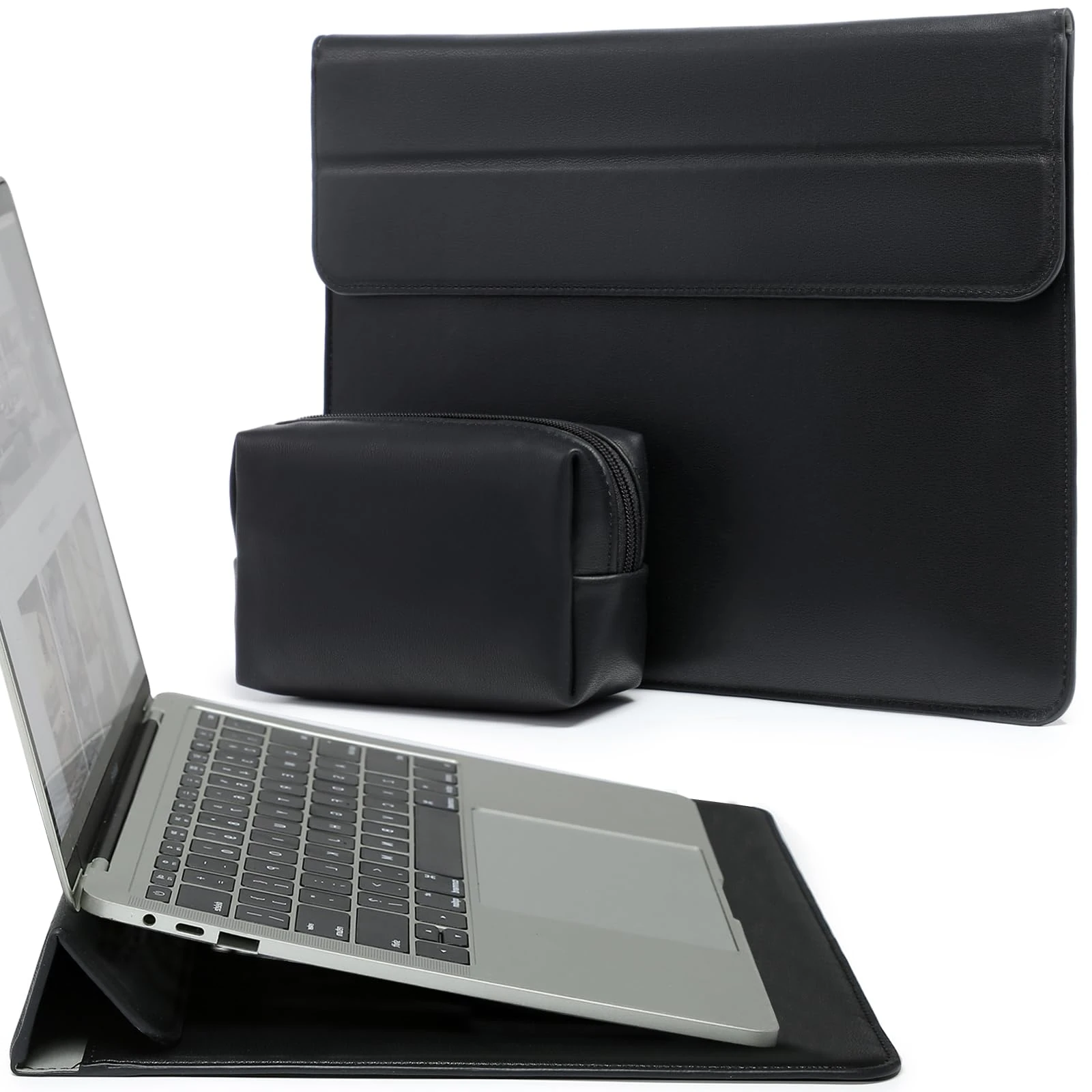 HYZUO 13.3-14 Inch Laptop Sleeve Case with Stand Feature for MacBook Pro 14 M5/M4/M3/M2/M1 2026-2021, MacBook Pro/Air 13.3, 13.5" 13.8" Surface Laptop, HP Spectre X360 13/14, Black