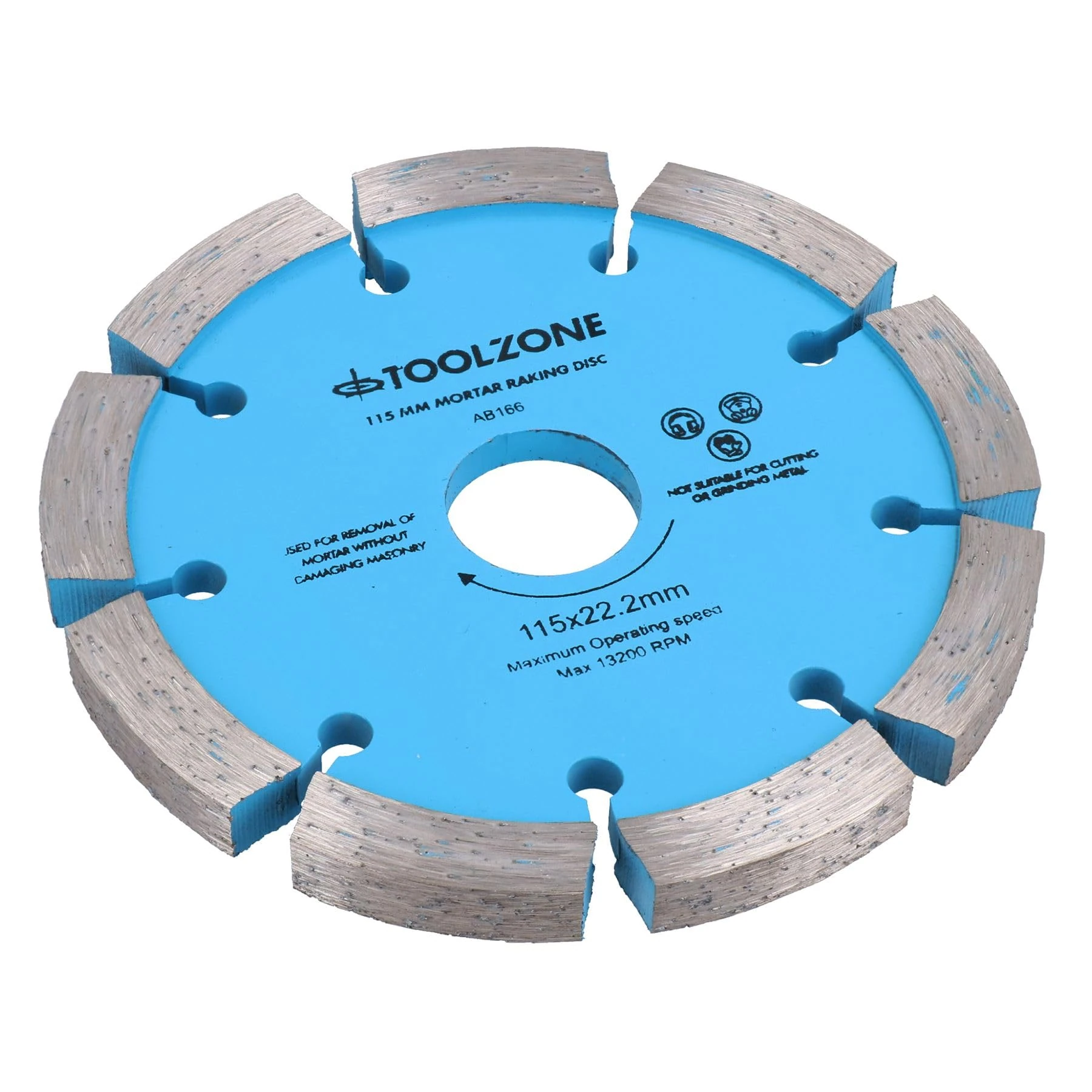 Toolzone 115mm x 8mm Diamond Tipped Mortar Raking Disc Masonry Blade 4-1/2” Grinders