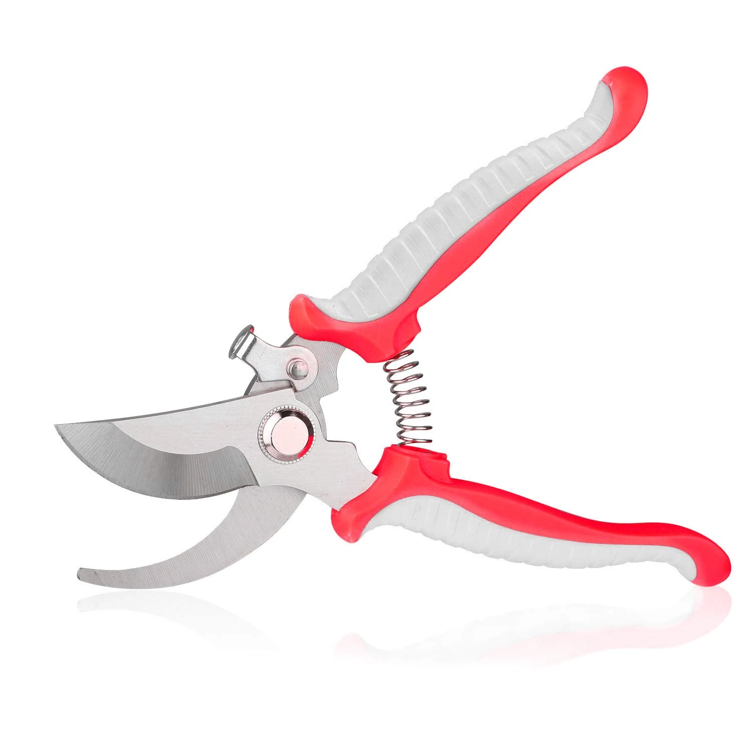 Pruning Shears Sharp Blade Bypass Hand Pruner - Garden Secateurs Professional High Carbon Alloy Steel Clipper for Branches Stems Tree Trimmer (Red)