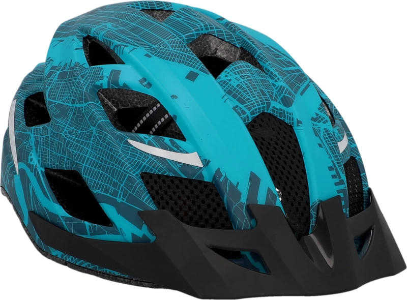 FISCHER Urban Plus NY Adult Bicycle Helmet, City Helmet, S/M, 52-59 cm, Blue, with Integrated LED Rear Light