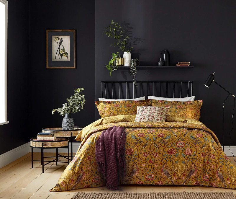 Morris & Co Seasons By May 100% Organic Cotton, 220TC Duvet Cover, Single, Saffron, Gold - Image 1