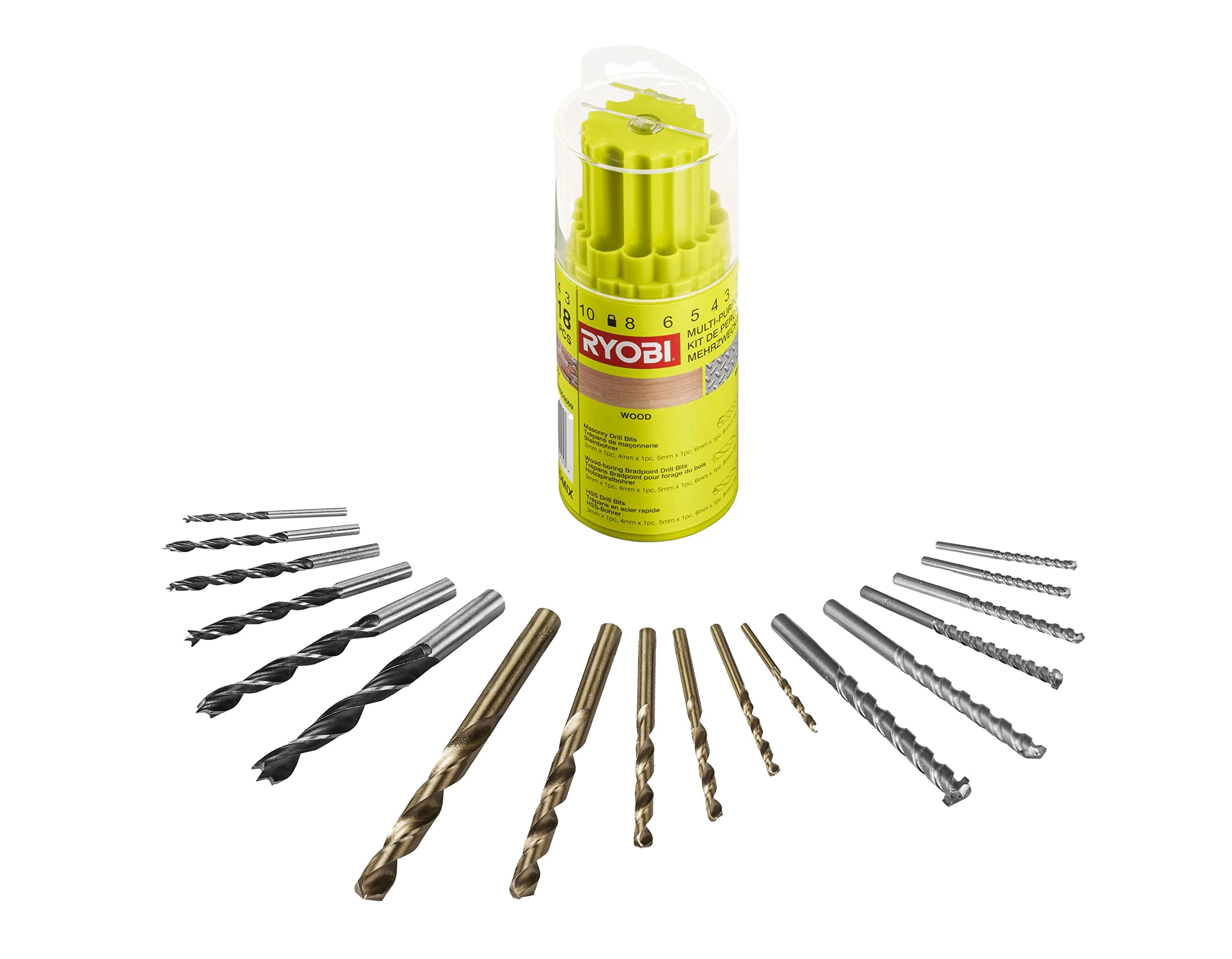 Ryobi RAK18DMIX Mixed Drill Bit Set (18 Piece)