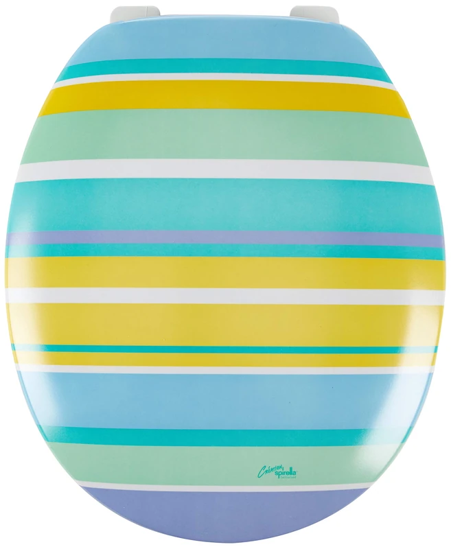 Spirella W.C. Stripe (Yellow/Blue Striped Lid 1200609, White, Standard - Image 1