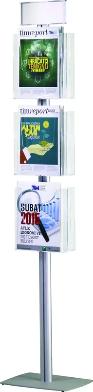 Europel A4 Brochure Stand - 6 Acrylic Displays & Steel Base