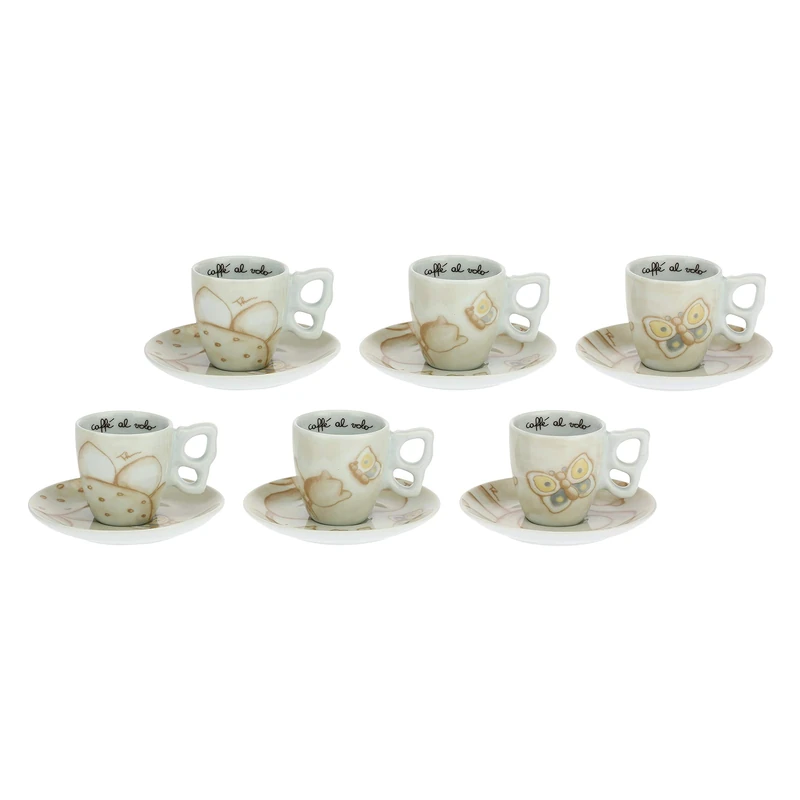 THUN - Set of 6 Coffee Cups - Elegance Line - Porcelain - 110 ml - Ø 6,5 cm - 5,5 cm h - Saucer Ø 11,5 cm