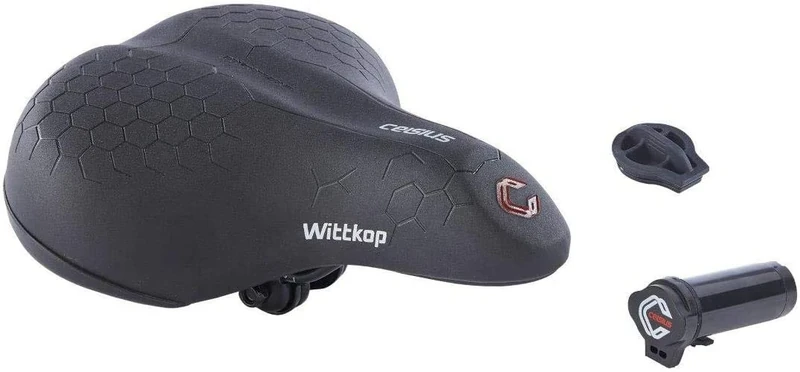 Büchel Wittkop Saddle with Seat Heating, Trekking Saddle, incl. Battery, Black