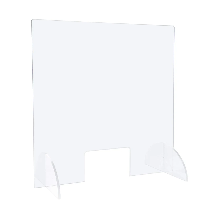 Spit protection (65.0 x 90.0 cm) cough protection as a protective wall and protective screen made of plexiglass with pass-through.