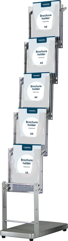 EUROPEL Portable Folding Bronchure Stand, Single Sided, 5 x DIN A4, Incl. Carry Bag