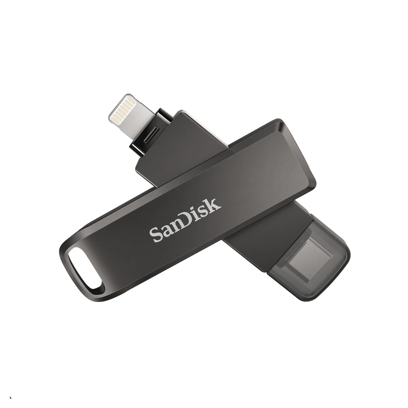SanDisk 256GB iXpand Flash Drive Luxe, with Lightning and USB-C connectors, for iPhone/iPad, Android devices, PC and Mac