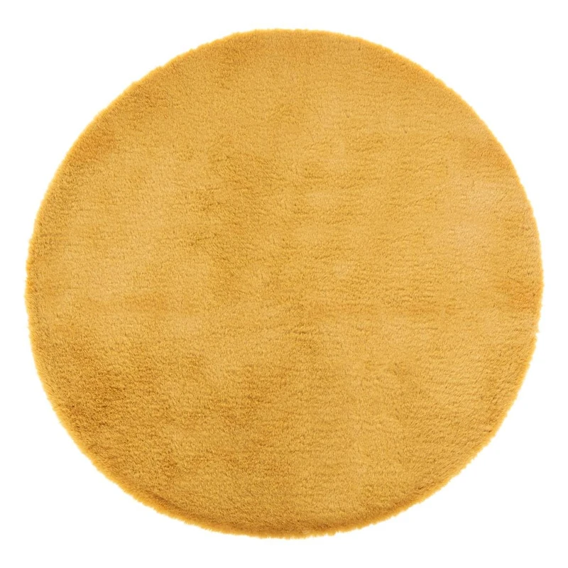 Atmosphera Extra Soft Fur Effect Rug - Mustard Yellow D80cm