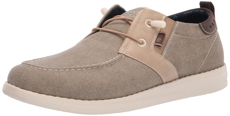 Nunn Bush Men's BREWSKI Wallabee Canvas MOC Toe Bungee Slip-ON Loafer, Stone, 8.5 UK