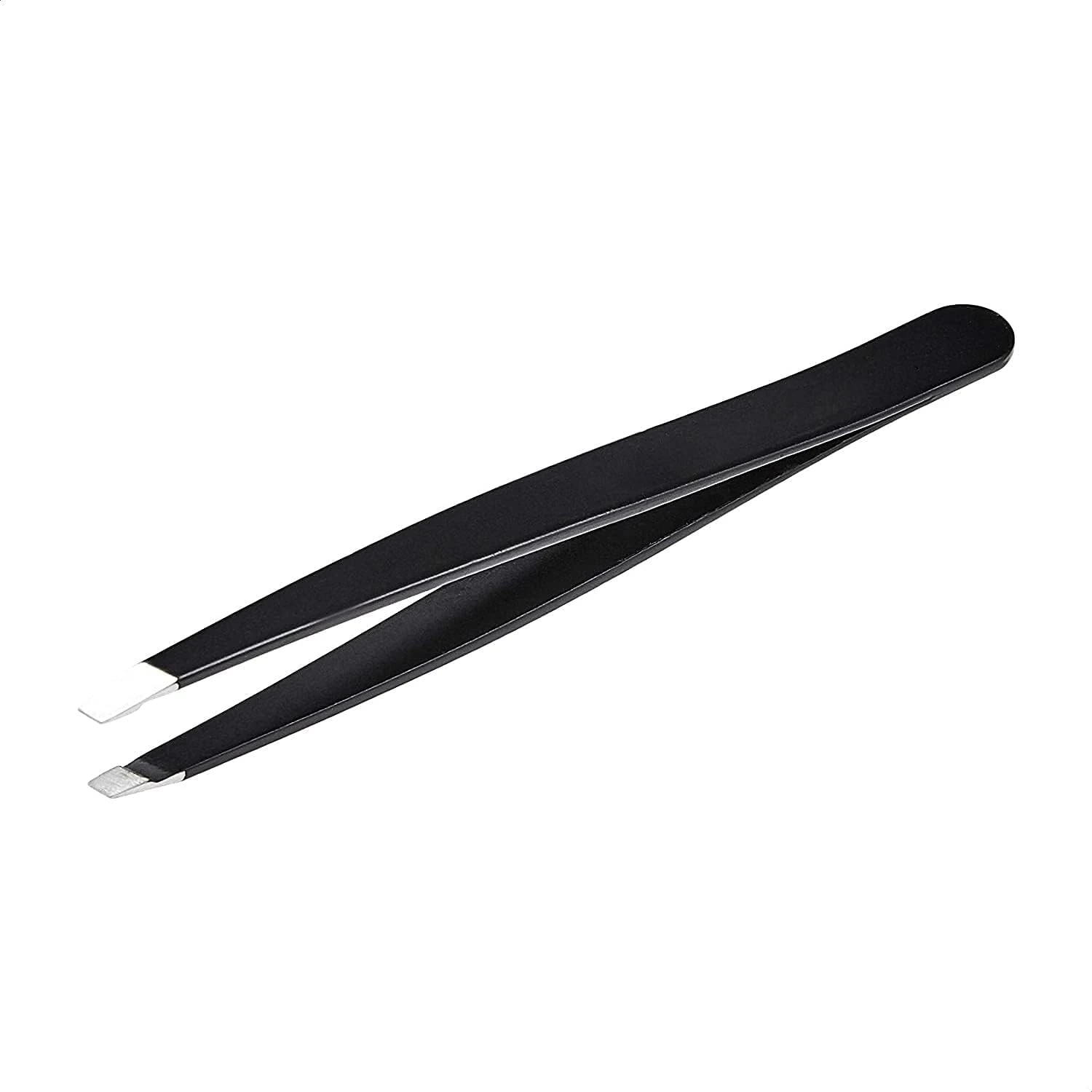 Amazon Basics Slant Tip Professional Stainless Steel Tweezer for Effective Hair Removal, Ideal for Daily Beauty Regimen, with Travel Case, Black, 1-Pack