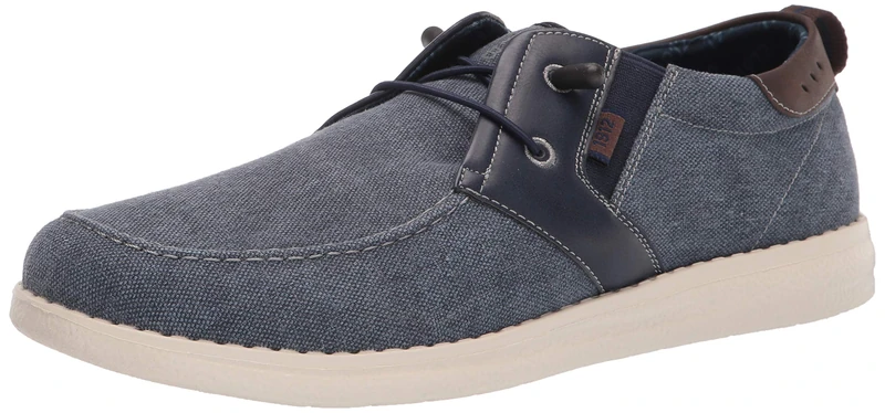 Nunn Bush Men's BREWSKI Wallabee Canvas MOC Toe Bungee Slip-ON Loafer, Navy, 13 UK