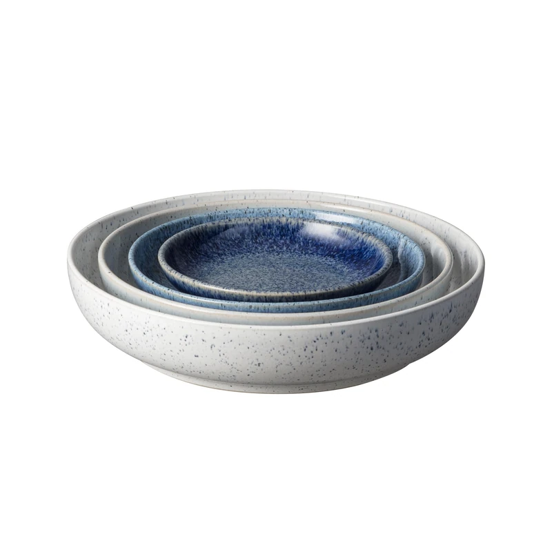 Denby - Studio Blue Nesting Bowls 4 Piece Set - Dishwasher, Microwave and Freezer Safe Crockery, 150ml - 1500ml - Ceramic Stoneware Tableware - Chip & Crack Resistant - Image 1