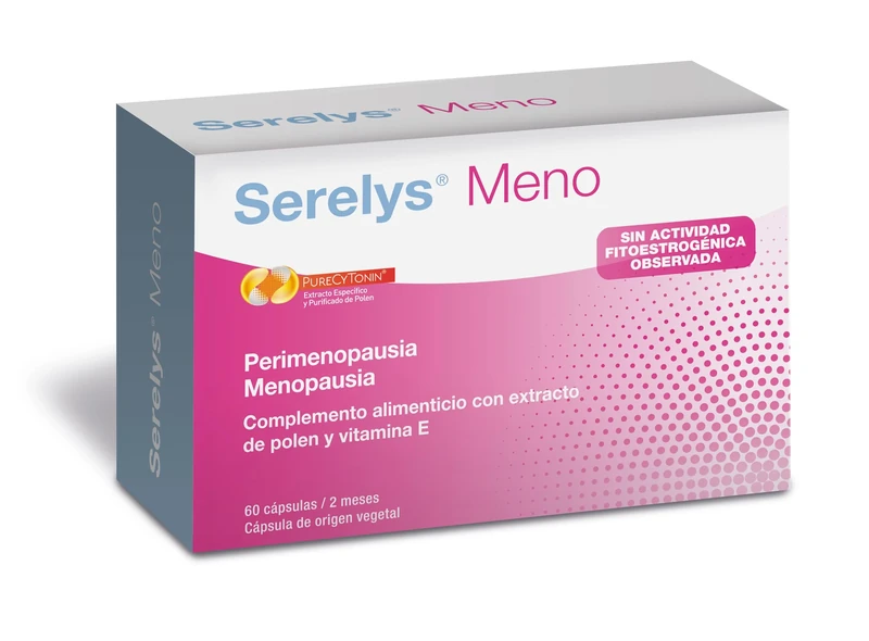 Serelys - SERELYS Meno - Helps Combat The Symptoms of perimenopause and Menopause - Contains Purified Cystoplasmic Pollen Extract and Vitamin E - 60 Capsules