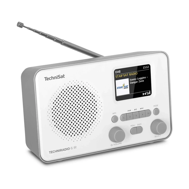 TechniSat TECHNIRADIO 6 IR - Portable Internet Radio (DAB+, FM, Wi-Fi, Bluetooth, Colour Display, Alarm Clock, App Control, Favorite Memory, 3W RMS) Grey/White