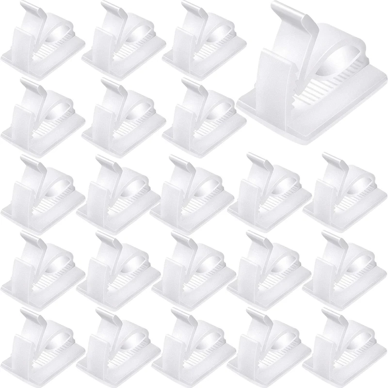 120 Pieces Outdoor Cable Clips Adhesive Wire Holder Organizer Cord Management Clips Sticky Cord Holder Cable Hooks Organizers for Christmas Fairy Hanging Light Home Decoration(Medium,White)
