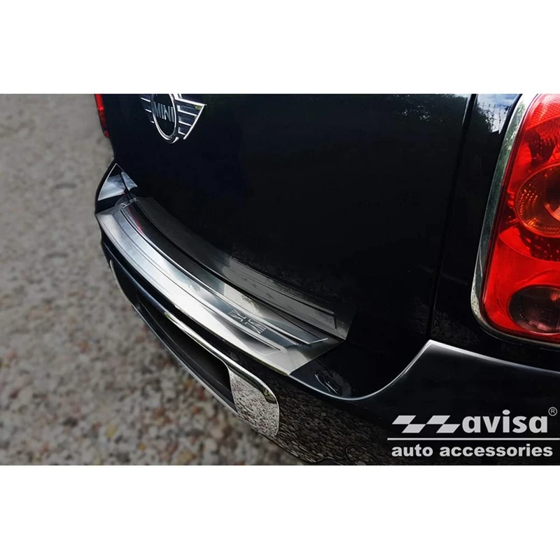 Avisa Stainless Steel Rear bumper protector compatible with Mini Countryman R60 2010-2014 'British Flag', Silver