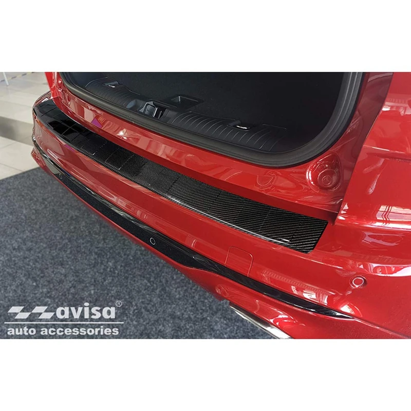Avisa Real 3D Carbon Rear bumper protector compatible with Ford Kuga III ST-Line/Vignale/Hybrid 2019-2024 & FL 2024- 'Ribs'