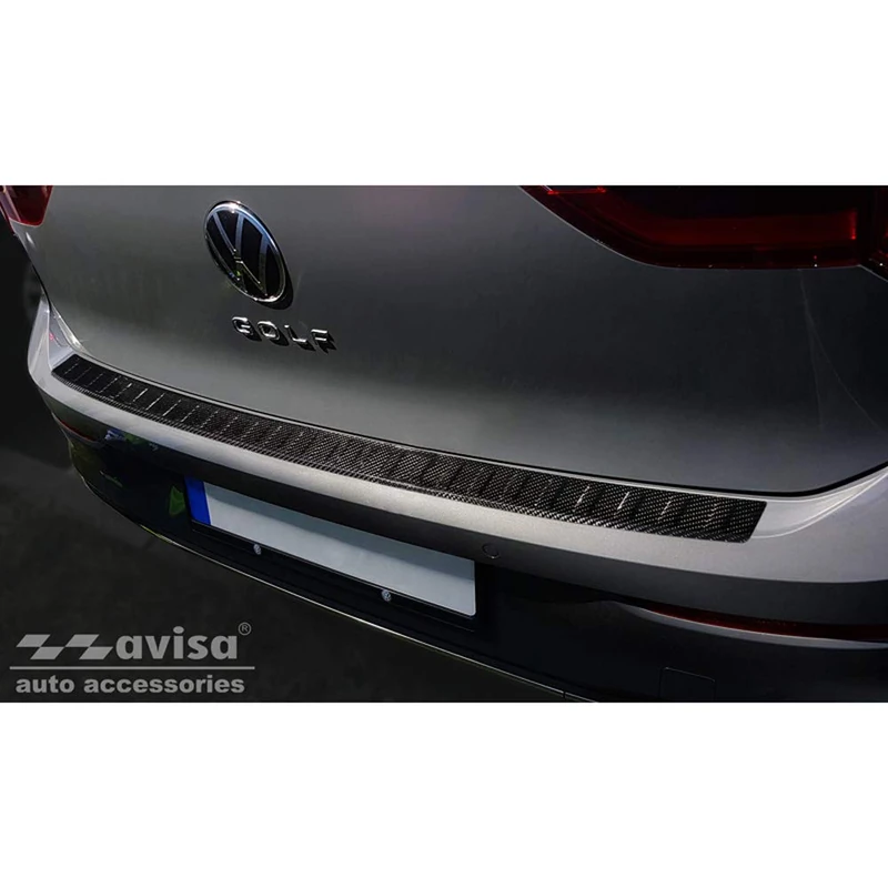 Avisa Real 3D Carbon Rear bumper protector compatible with Volkswagen Golf VIII HB 5-doors 2020-2024 & FL 2024- 'Ribs'