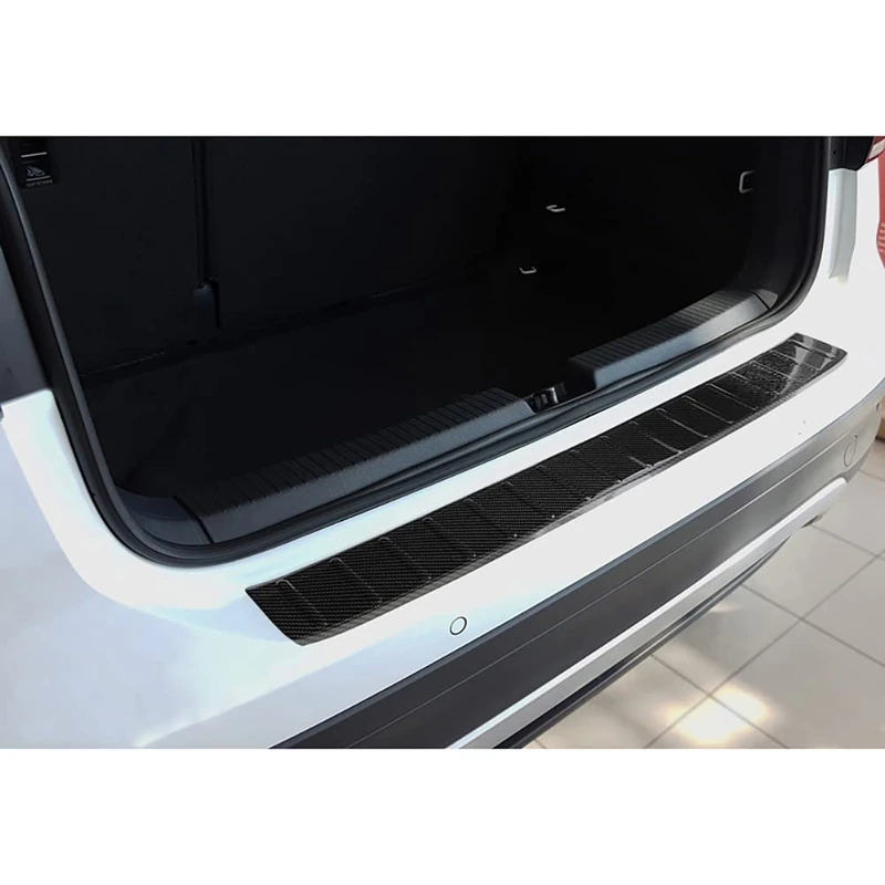 Avisa Real 3D Carbon Rear bumper protector compatible with Volkswagen T-Cross 2019-2024 & FL 2024- 'Ribs'