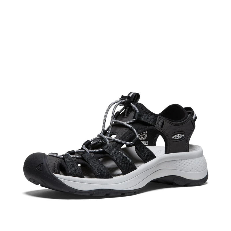 KEEN Women's Astoria West Closed Toe Sandals, Black/Grey, 4