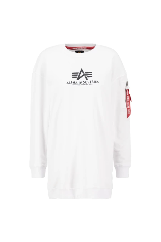 ALPHA INDUSTRIES Women's Basic Long Sweater OS Wmn Sports Hoodie, White, M