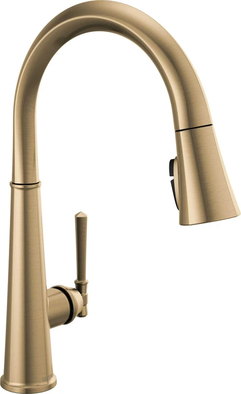 DELTA Faucet 9182-CZ-PR-DST Emmeline ShieldSpray Kitchen Faucet 1L Pull-Down, Without Soap Dispenser, Lumicoat Champagne Bronze