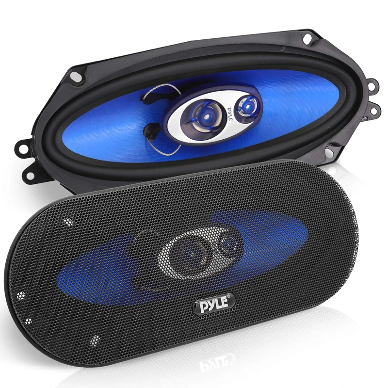 Pyle 3-Way Universal Car Stereo Speakers - 300W 4" x 10" Triaxial Loud Pro Audio Car Speaker Universal OEM Quick Replacement Component Speaker Vehicle Door/Side Panel Mount Compatible PL410BL (Pair)