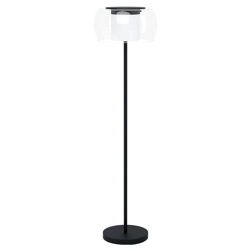 Eglo LED Floor lamp Briaglia-c, dimmable Smart Home Standing Light Made of Black Metal, Glass Shade with satined Cylinder, Living Room floorlamp, Warm White – Cool White, RGB