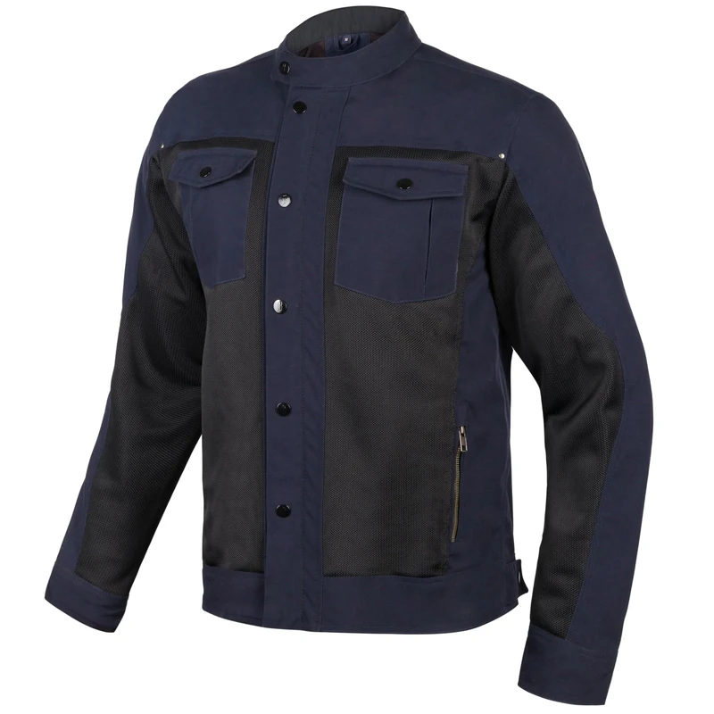 BROGER California Men's Motorcycle Jacket for Random Use SAS-TEC Protectors Mesh Panels and Lining 6 Pockets, Dark Blue/Black, M