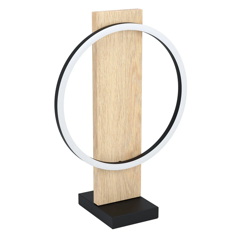 Eglo LED Bedside lamp Boyal, Table Light Made of Natural Wood, Black Metal and White Plastic, Living Room Lighting with Switch, Warm White