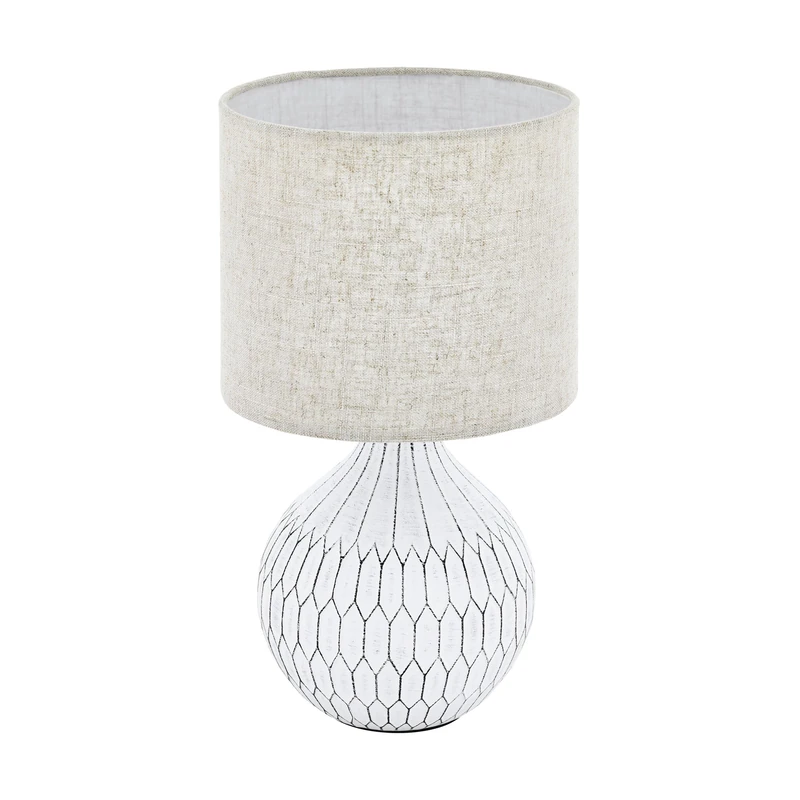 Eglo Textile Bedside lamp Bellariva 3, Ceramic Side Table Light with Boho Design and lampshade Made of Bright Brown Fabric, Living Room and Bedroom Lighting with Switch, E27 Socket - Image 1
