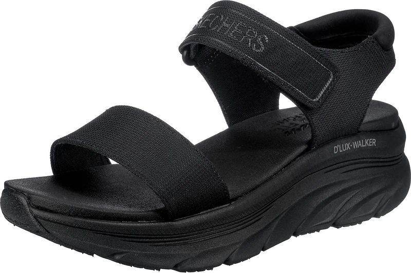 Skechers Womens D'lux Walker New Block Sport Sandal - Black